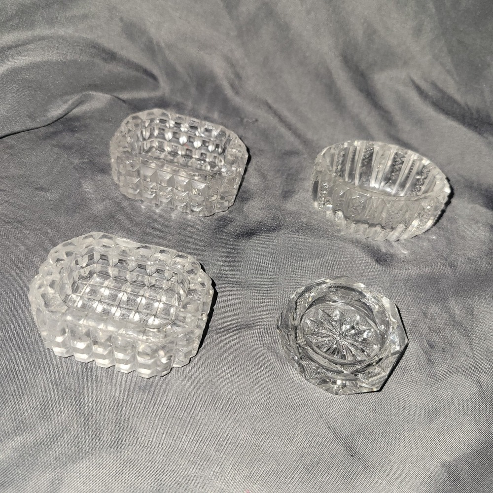 Collection Of 4 Clear Pressed Glass Open Salt Cellars